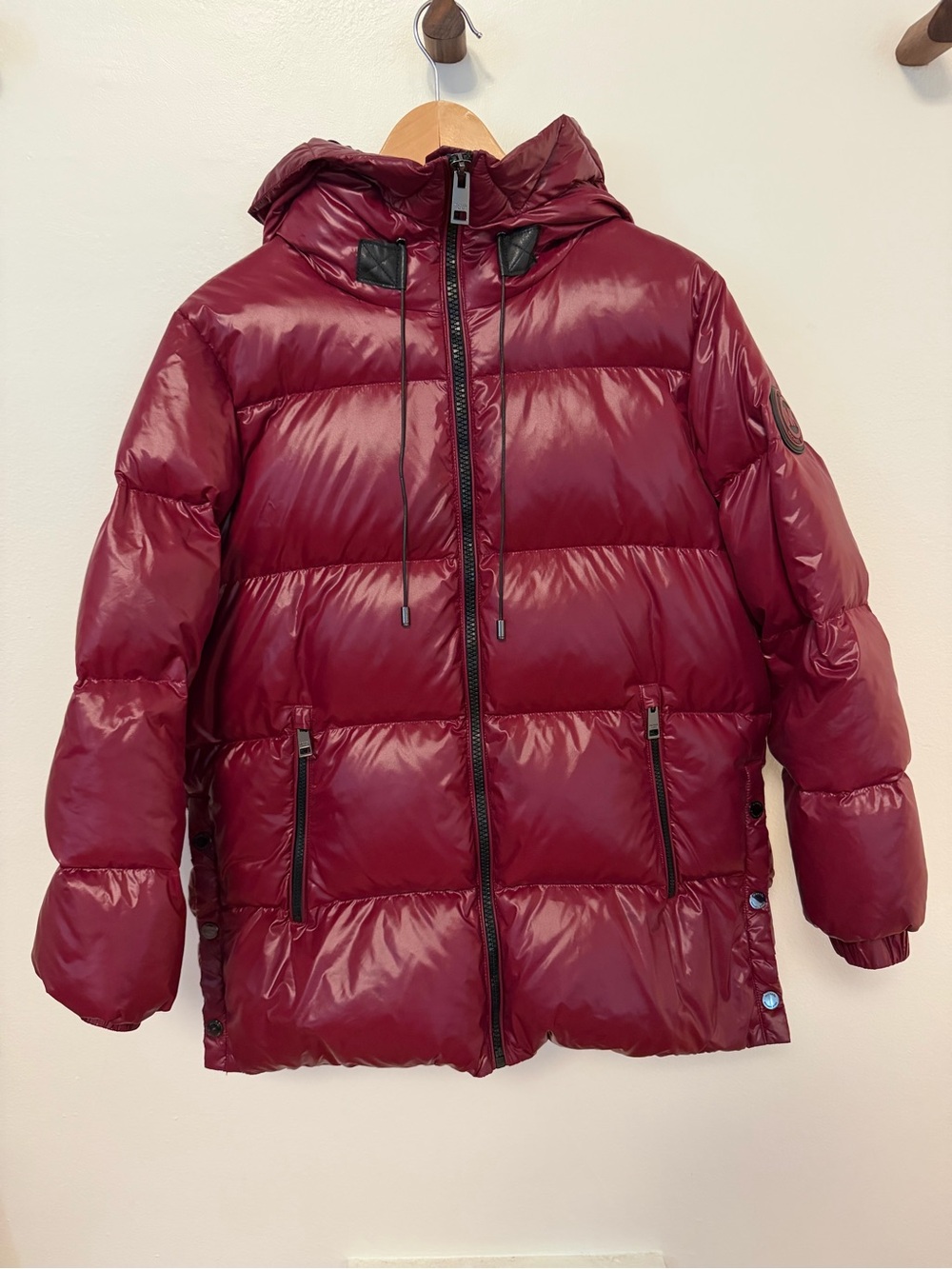 Michael Kors Maroon Quilted Puffer Jacket with Hood